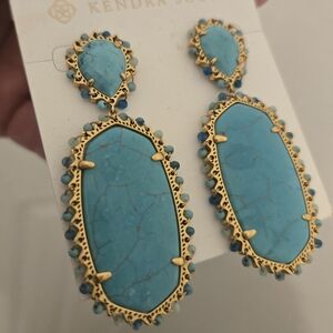 Kendra Scott Blue and Gold Statement Earrings